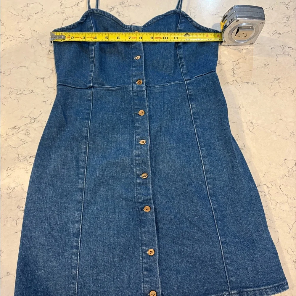 Pull&Bear Cami Denim Mini Dress‎ sweetheart neck spaghetti straps Size m - Picture 5 of 10